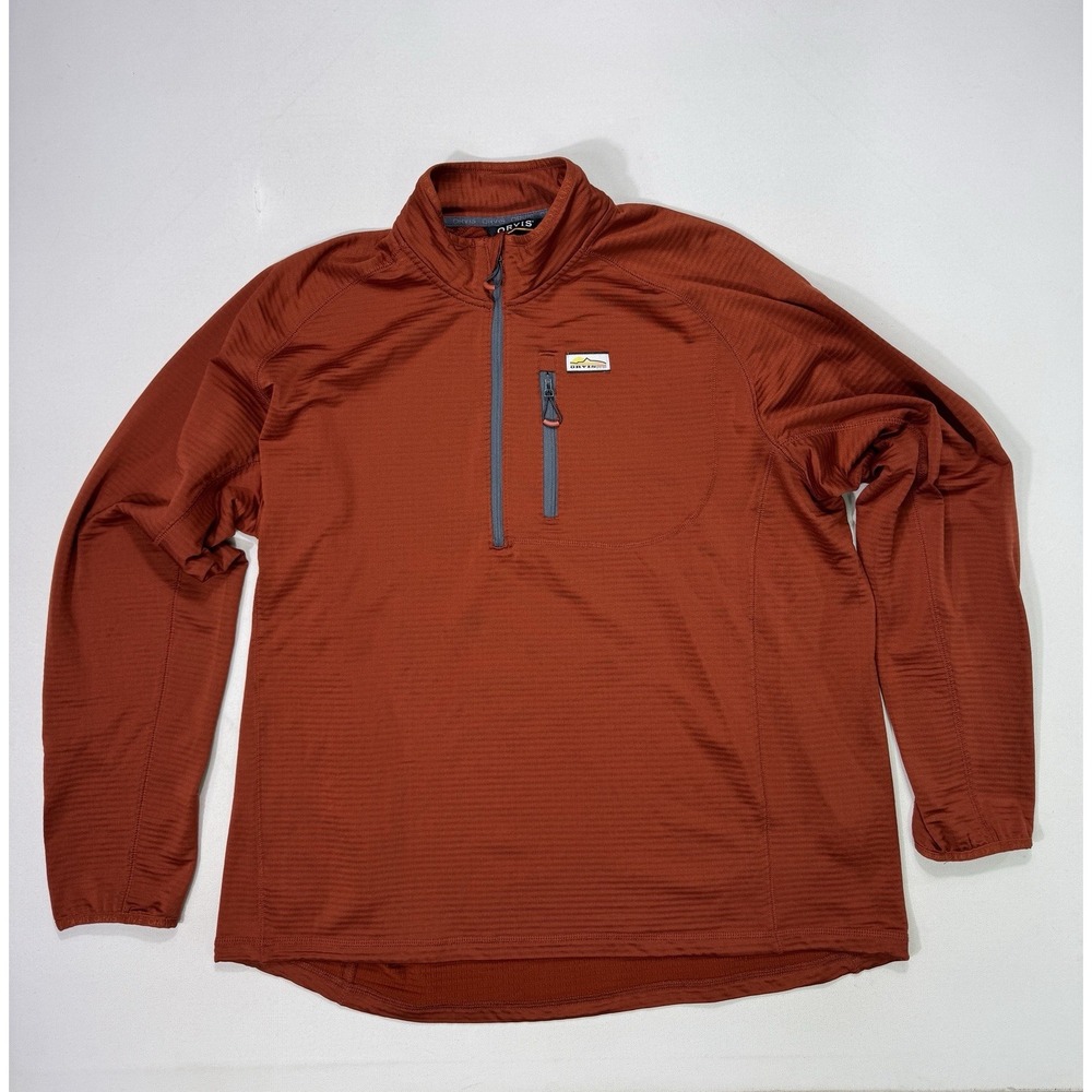Orvis Horseshoe Hills 1/4 Zip Fleece Pullover Sweater Mens XL Red Hiking Outdoor